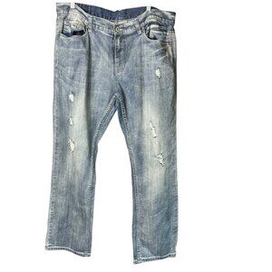 Flypaper Jeans Mens Light Faded Ripped Straight Jeans